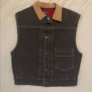 Ralph Lauren dark blue Denim Vest with Cream Collar size 4